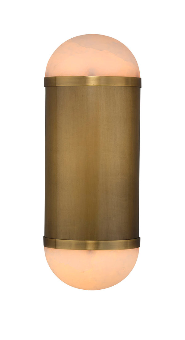 Jamie Young Co. Remedy Handcrafted Alabaster Wall Sconce With Antique Brass Backplate — Versatile Vertical/Horizontal Lighting 4REME-SCAB