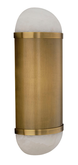 Jamie Young Co. Remedy Handcrafted Alabaster Wall Sconce With Antique Brass Backplate — Versatile Vertical/Horizontal Lighting 4REME-SCAB