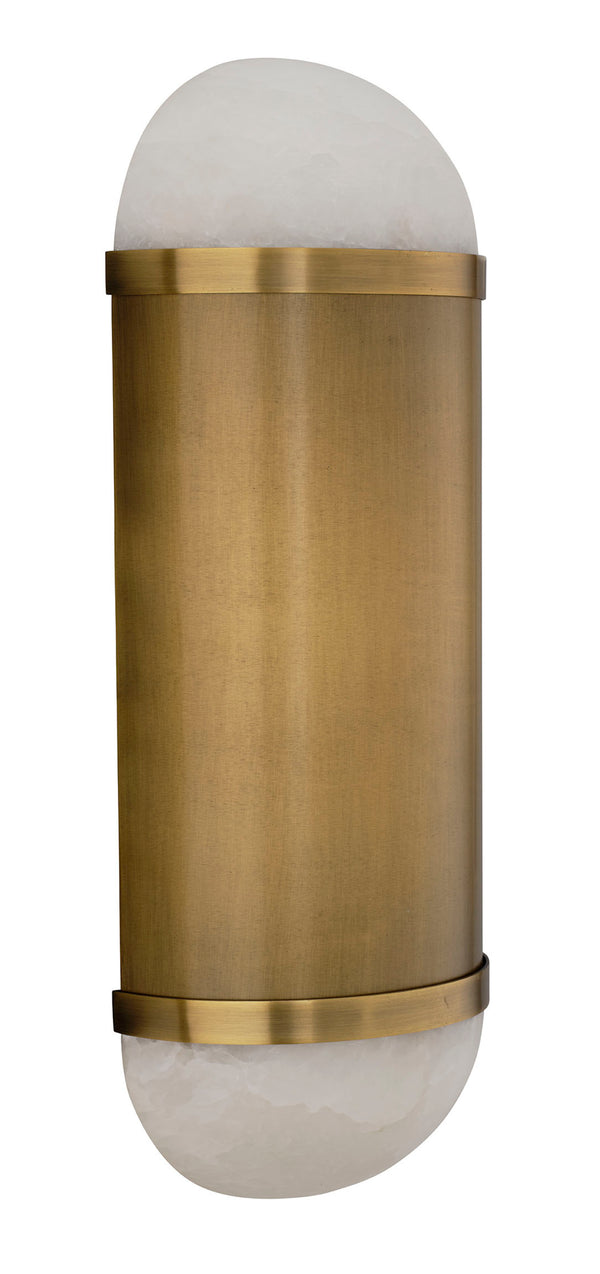 Jamie Young Co. Remedy Handcrafted Alabaster Wall Sconce With Antique Brass Backplate — Versatile Vertical/Horizontal Lighting 4REME-SCAB