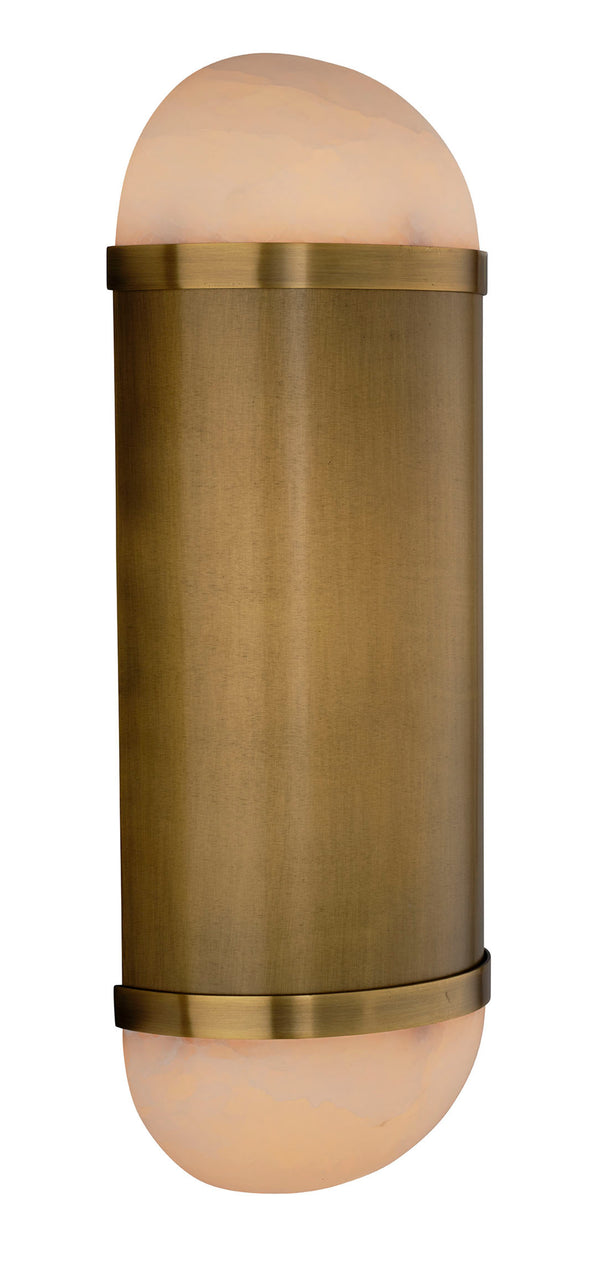 Jamie Young Co. Remedy Handcrafted Alabaster Wall Sconce With Antique Brass Backplate — Versatile Vertical/Horizontal Lighting 4REME-SCAB