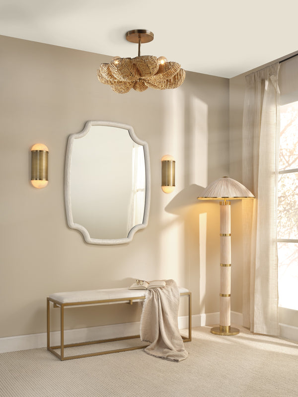 Jamie Young Co. Remedy Handcrafted Alabaster Wall Sconce With Antique Brass Backplate — Versatile Vertical/Horizontal Lighting 4REME-SCAB