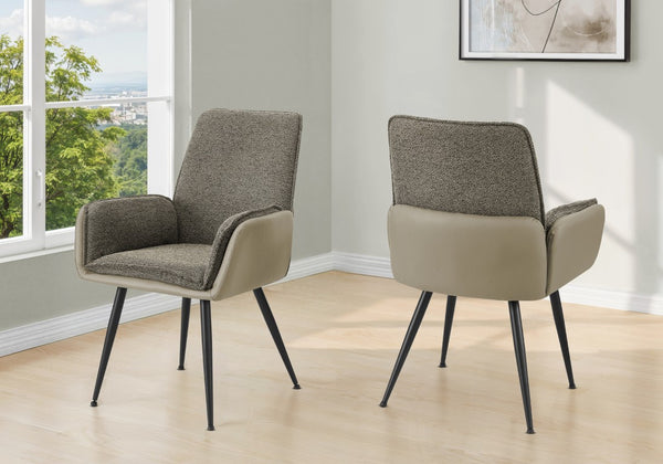 Monarch Specialties Dining Side Chair Set Of 2 Upholstered Contemporary Two-Tone Design Plush Foam Cushions Sleek Metal Legs TAUPE,BLACK,BROWN I 1182