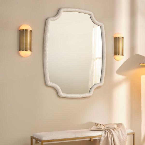 Jamie Young Co. Remedy Handcrafted Alabaster Wall Sconce With Antique Brass Backplate — Versatile Vertical/Horizontal Lighting 4REME-SCAB