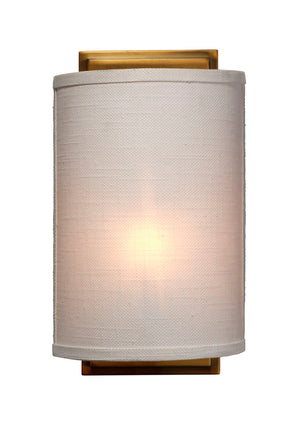 Jamie Young Co. Riley Textured White Linen Wall Sconce With Antique Brass Backplate — Soft Ambient Lighting, Dimmer Compatible 4RILE-SCWH