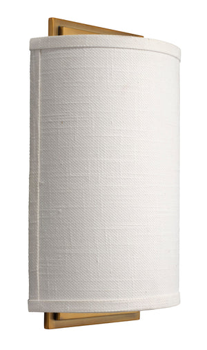 Jamie Young Co. Riley Textured White Linen Wall Sconce With Antique Brass Backplate — Soft Ambient Lighting, Dimmer Compatible 4RILE-SCWH