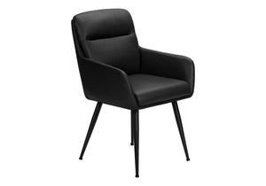 Monarch Specialties Dining Side Chair Set Of 2 With Leather-Look Upholstery, Padded Foam Seats, Sleek Metal Legs, Modern Elegance BLACK I 1115