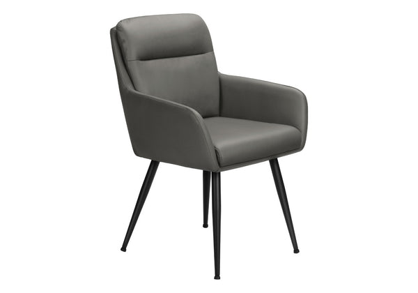 Monarch Specialties Dining Side Chair Set Of 2 With Leather-Look Upholstery, Padded Foam Seats, Sleek Metal Legs, Modern Elegance GREY,BLACK I 1116