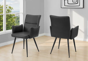 Monarch Specialties Dining Chair Set Of 2 Upholstered Leather-Look Side Chairs With Metal Legs, Cushioned Comfort, 34.75" BLACK I 1125