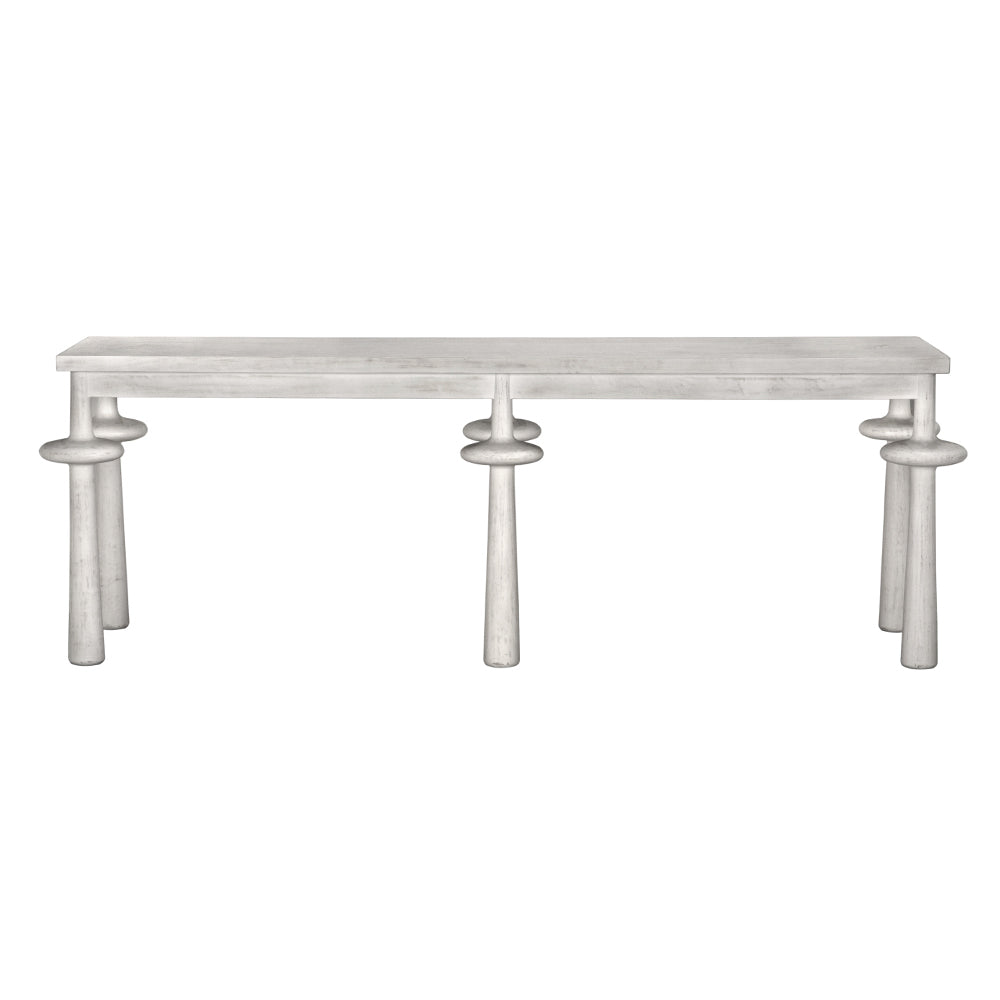 Destemonia Whitewash Mahogany Console Table with Sculptural Spindle Legs for Entryways