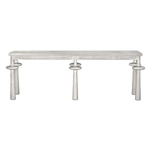 Destemonia Whitewash Mahogany Console Table with Sculptural Spindle Legs for Entryways
