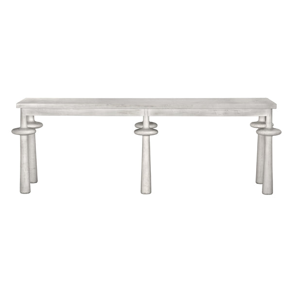 Destemonia Whitewash Mahogany Console Table with Sculptural Spindle Legs for Entryways