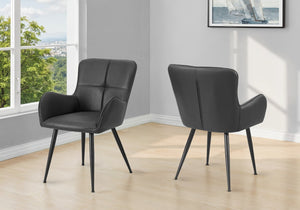 Monarch Specialties Dining Chair Set Of 2 Upholstered Blue Leather-Look Tufted Side Chairs With Metal Legs, Modern Comfort BLACK I 1157