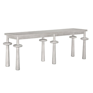 Destemonia Whitewash Mahogany Console Table with Sculptural Spindle Legs for Entryways