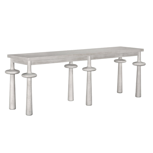Destemonia Whitewash Mahogany Console Table with Sculptural Spindle Legs for Entryways