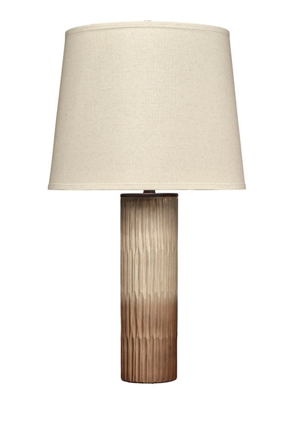 Jamie Young Co. Phoenix Glass Table Lamp Sand Ombre With Hand-Cut Textured Base, Oatmeal Linen Shade, Oil-Rubbed Bronze Finial, Glamorous Accent 9PHOENIXTLSO