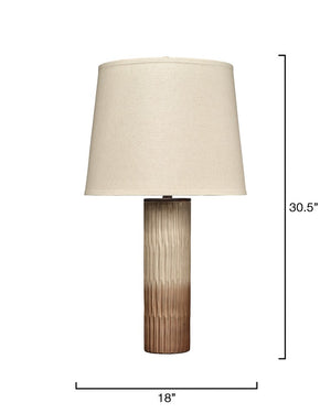Jamie Young Co. Phoenix Glass Table Lamp Sand Ombre With Hand-Cut Textured Base, Oatmeal Linen Shade, Oil-Rubbed Bronze Finial, Glamorous Accent 9PHOENIXTLSO