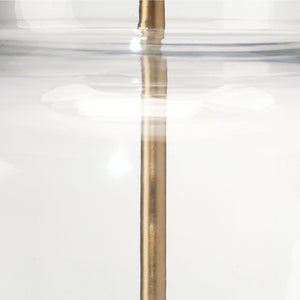 Jamie Young Co. Poised Hand-Blown Glass Table Lamp With Linen Drum Shade, Marble Base & Antique Brass Accents (22.5") 9POISEDTHCL