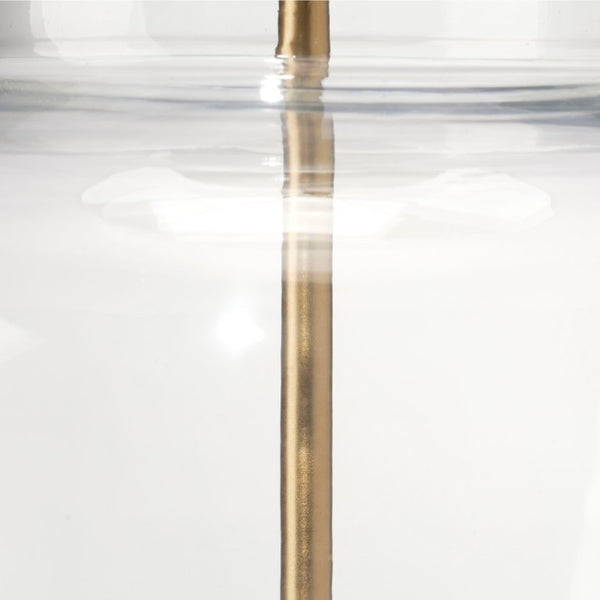 Jamie Young Co. Poised Hand-Blown Glass Table Lamp With Linen Drum Shade, Marble Base & Antique Brass Accents (22.5") 9POISEDTHCL