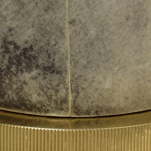Jamie Young Co. Rivet Vellum Table Lamp Grey With Ribbed Brass Base, White Ramie Shade, Rustic Texture, Dimmable 9RIVETTLGR