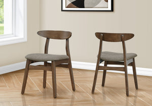 Monarch Specialties Dining Mid-Century Side Chair Set Of 2 — Upholstered Comfort, Solid Wood Angled Legs, Ergonomic Design WALNUT,BROWN I 1368