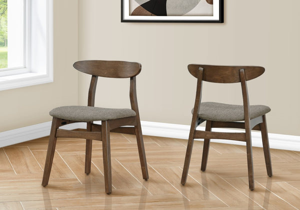 Monarch Specialties Dining Mid-Century Side Chair Set Of 2 — Upholstered Comfort, Solid Wood Angled Legs, Ergonomic Design WALNUT,BROWN I 1368