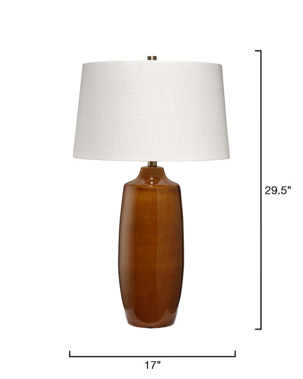 Jamie Young Co. Toffee Ceramic Table Lamp With Rich Reactive Glaze, Linen Tapered Drum Shade, Warm Artisan Accent 9TOFFEETLBR