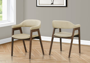Monarch Specialties Dining Chair Mid-Century Set Of 2 Upholstered Side Chairs With Solid Wood Legs And Plush Seating - 2-Year Warranty WALNUT,SAND I 1367