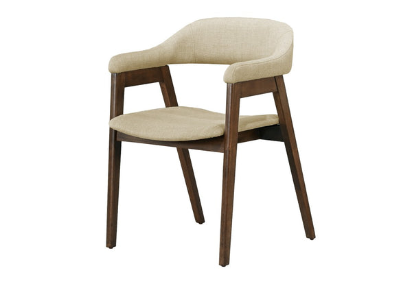 Monarch Specialties Dining Chair Mid-Century Set Of 2 Upholstered Side Chairs With Solid Wood Legs And Plush Seating - 2-Year Warranty WALNUT,SAND I 1367