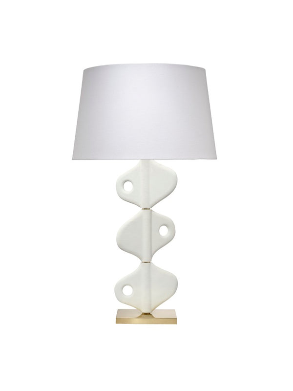 Jamie Young Co. Vertebrae Handcrafted Plaster Table Lamp With Rotating Anatomical Forms, Linen Shade, Brushed Brass Base 9VERTEBTLWH