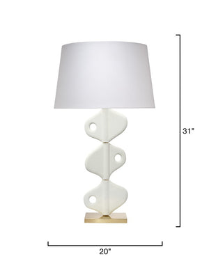 Jamie Young Co. Vertebrae Handcrafted Plaster Table Lamp With Rotating Anatomical Forms, Linen Shade, Brushed Brass Base 9VERTEBTLWH