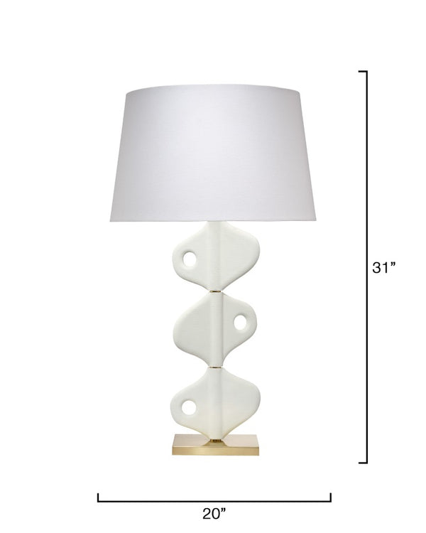 Jamie Young Co. Vertebrae Handcrafted Plaster Table Lamp With Rotating Anatomical Forms, Linen Shade, Brushed Brass Base 9VERTEBTLWH