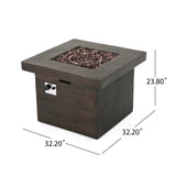 Christopher Knight Home® Noble House Anchorage 32'' Wood Square Mgo Fire Pit Brown - 40,000 Btu