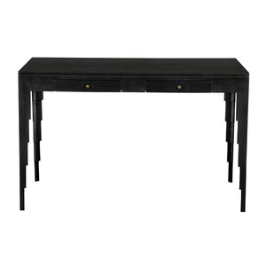Othello Mahogany Veneer Writing Desk with Brass Pulls and Sculptural Stepped Legs