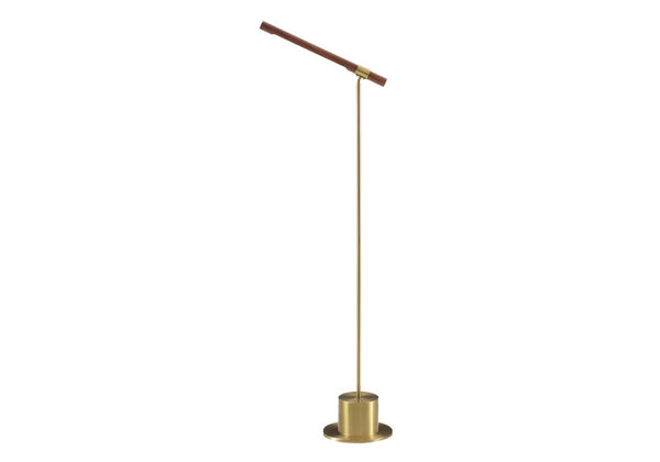 Monarch Specialties Lighting, Adjustable 65" Floor Lamp With Antique Brass Base And Wood Shade, Led, Foot-Switch Elegance BROWN I 9652