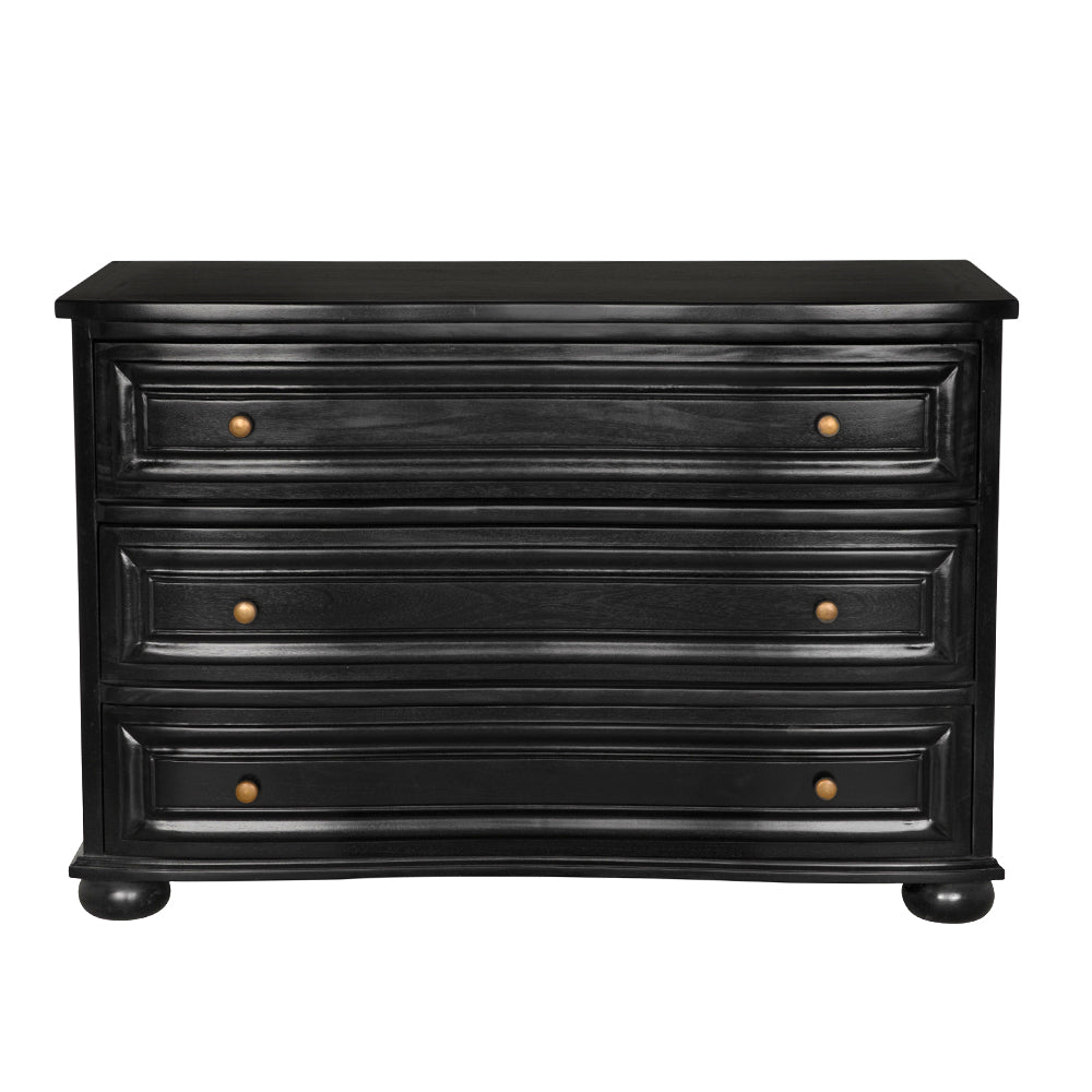 Lauren Solid Mahogany 3 Drawer Dresser with Brass Pulls and Timeless Bedroom Elegance