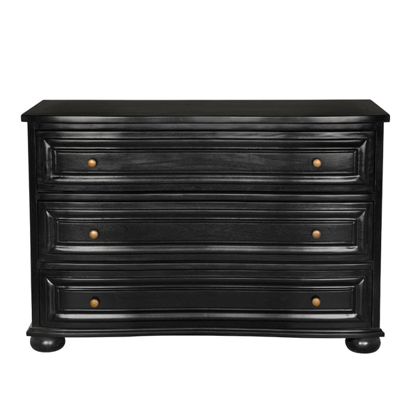 Lauren Solid Mahogany 3 Drawer Dresser with Brass Pulls and Timeless Bedroom Elegance