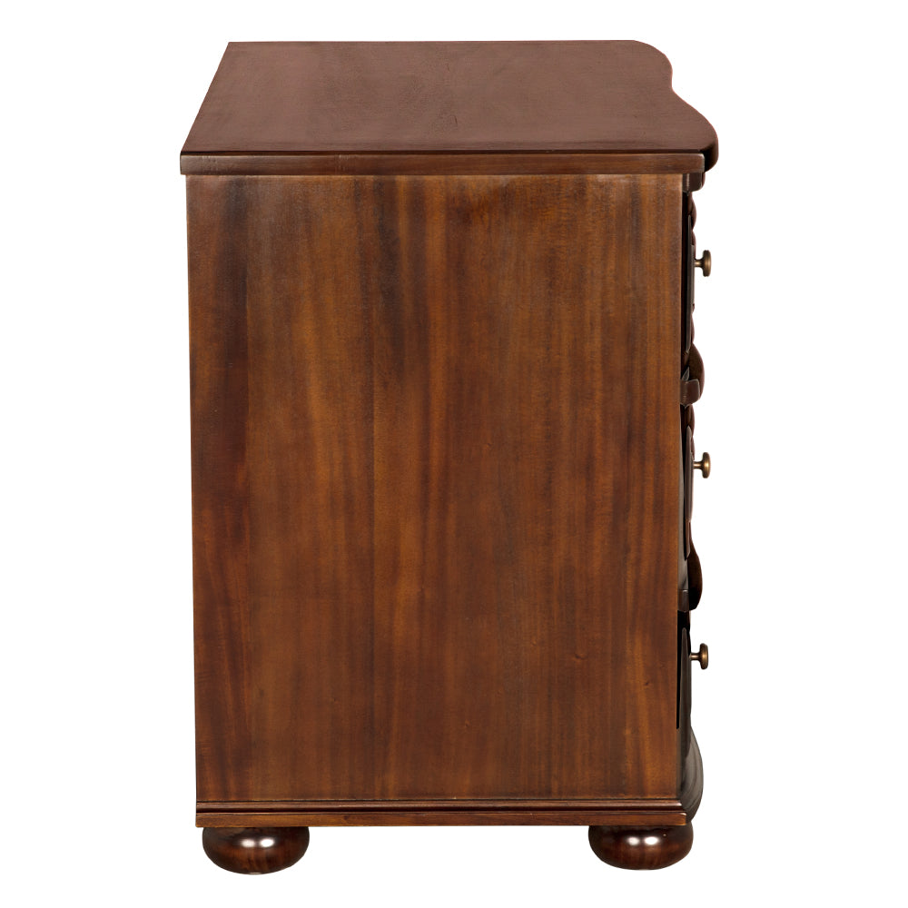 Lauren Mahogany Veneer Dresser with Brass Pulls Transitional Bedroom Storage Three Drawers