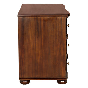 Lauren Mahogany Veneer Dresser with Brass Pulls Transitional Bedroom Storage Three Drawers