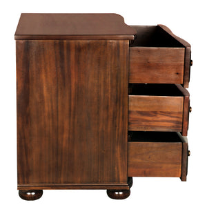 Lauren Mahogany Veneer Dresser with Brass Pulls Transitional Bedroom Storage Three Drawers