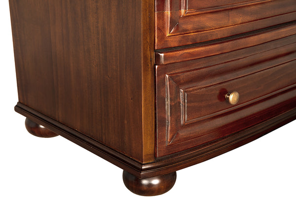 Lauren Mahogany Veneer Dresser with Brass Pulls Transitional Bedroom Storage Three Drawers