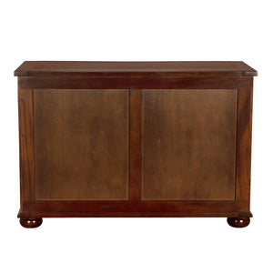Lauren Mahogany Veneer Dresser with Brass Pulls Transitional Bedroom Storage Three Drawers