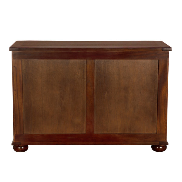 Lauren Mahogany Veneer Dresser with Brass Pulls Transitional Bedroom Storage Three Drawers