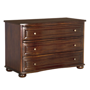 Lauren Mahogany Veneer Dresser with Brass Pulls Transitional Bedroom Storage Three Drawers