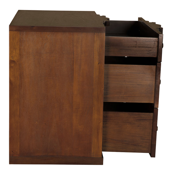 Kiss Mahogany Veneer Dresser with Brass Pulls and Hand Rubbed Finish for Bedroom Storage