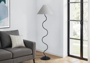 Monarch Specialties Lighting, 64"H Floor Lamp With Curved Metal Base And Ivory Cream Shade For Cozy Ambient Lighting BLACK,GREY I 9627