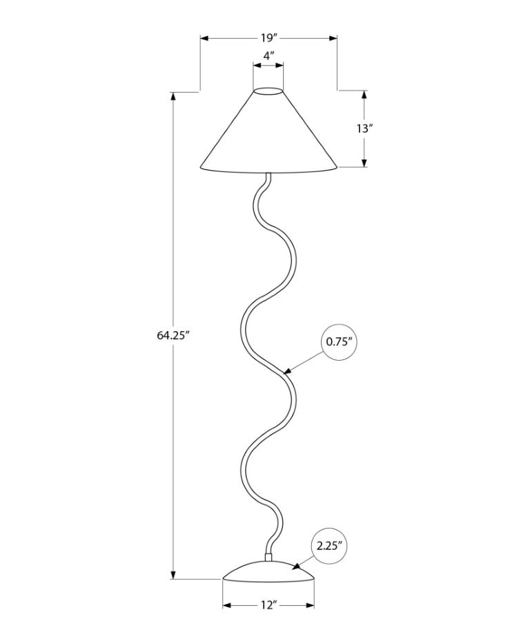 Monarch Specialties Lighting, 64"H Floor Lamp With Curved Metal Base And Ivory Cream Shade For Cozy Ambient Lighting BLACK,GREY I 9627