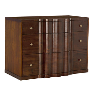 Kiss Mahogany Veneer Dresser with Brass Pulls and Hand Rubbed Finish for Bedroom Storage