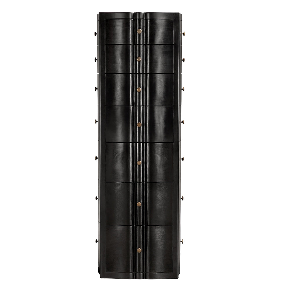 Monolith Solid Mahogany Tower Chest with Brass Pulls and Seven Drawer Artisan Storage