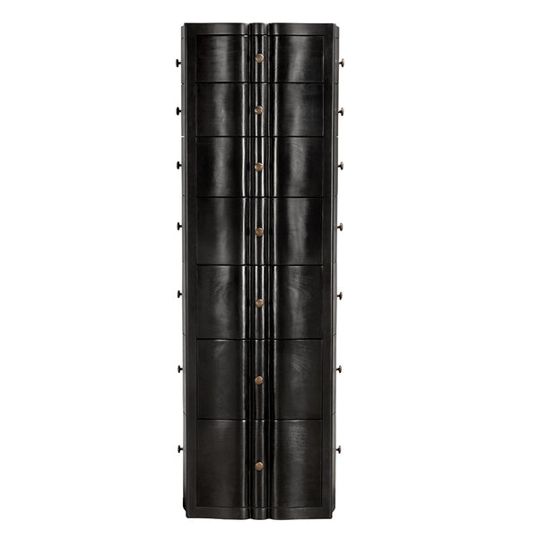 Monolith Solid Mahogany Tower Chest with Brass Pulls and Seven Drawer Artisan Storage