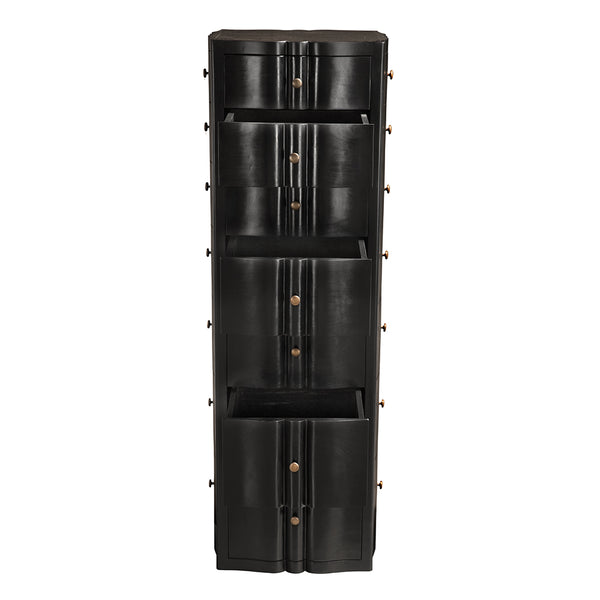 Monolith Solid Mahogany Tower Chest with Brass Pulls and Seven Drawer Artisan Storage